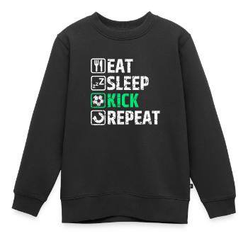 Eat Sleep Kick Repeat - Kinder Premium Organic Sweatshirt - Schwarz - Vorne - AI Model Kid Female (0cm)