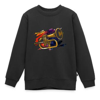 Flugelhorn trumpet - Kids Premium Organic Sweatshirt - black - Front - AI Model Kid Female (0cm)