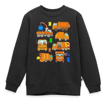 Garbage trucks vehicles garbage collection garbage can garbage can - Kids Premium Organic Sweatshirt - black - Front - AI Model Kid Female (0cm)