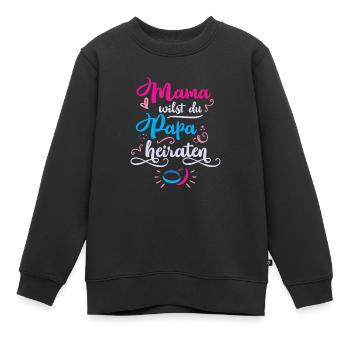 Maman Veut Papa Se marier Enfants Demande en mariage - Sweat Premium enfant bio - noir - Devant - AI Model Kid Female (0cm)