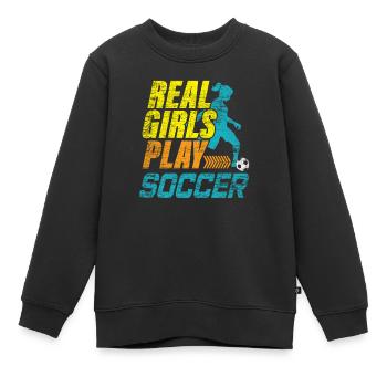 Frauenfußball Fußball - Kinder Premium Organic Sweatshirt - Schwarz - Vorne - AI Model Kid Female (0cm)