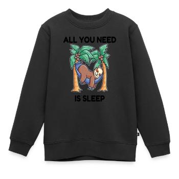 Hamac paresseux endormi - Sweat Premium enfant bio - noir - Devant - AI Model Kid Female (0cm)