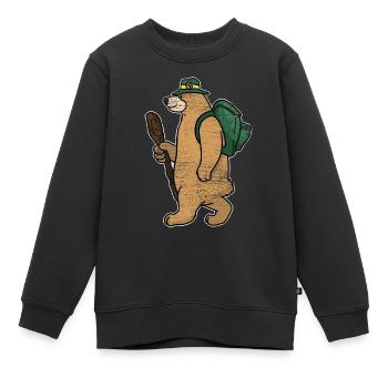 Backpacker Bär Geschenk - Kinder Premium Organic Sweatshirt - Schwarz - Vorne - AI Model Kid Female (0cm)