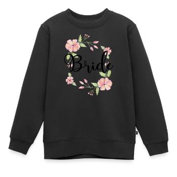 Mariée mariée pour être couronne de fleurs fleurs engagement JGA - Sweat Premium enfant bio - noir - Devant - AI Model Kid Female (0cm)