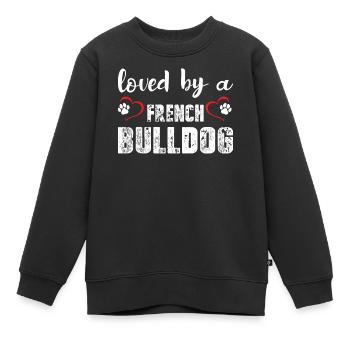 Loved By A French Bulldog - Kinder Premium Organic Sweatshirt - Schwarz - Vorne - AI Model Kid Female (0cm)