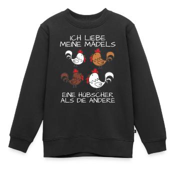 Hühner Huhn Landwirt Bauernhof Hahn Hühnerstall - Kinder Premium Organic Sweatshirt - Schwarz - Vorne - AI Model Kid Female (0cm)