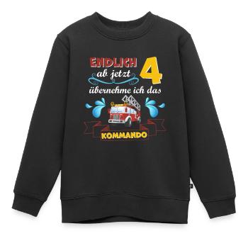 Kinderkleidung, Feuerwehr zum 4 Geburtstag 4 Jahre - Kinder Premium Organic Sweatshirt - Schwarz - Vorne - AI Model Kid Female (0cm)