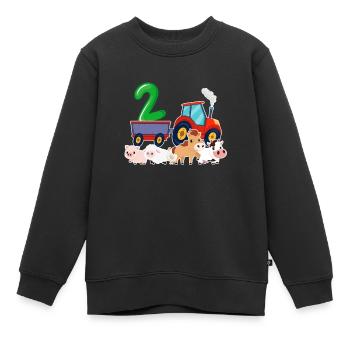 2. Geburtstag Bauernhof Traktor Geschenk 2 Jahre - Kinder Premium Organic Sweatshirt - Schwarz - Vorne - AI Model Kid Female (0cm)