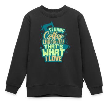 Machine à coudre à coudre - Sweat Premium enfant bio - noir - Devant - AI Model Kid Female (0cm)