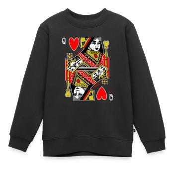 Herz Dame Spielkarte - Kinder Premium Organic Sweatshirt - Schwarz - Vorne - AI Model Kid Female (0cm)