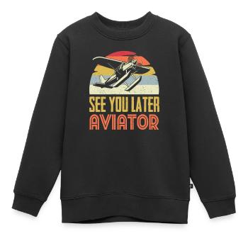 Aviation pilote - Sweat Premium enfant bio - noir - Devant - AI Model Kid Female (0cm)