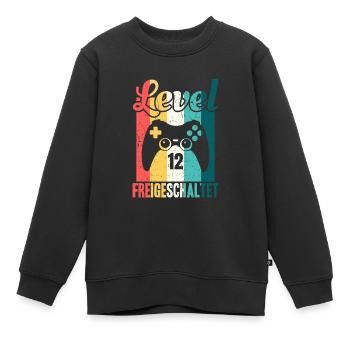 Anniversaire de jeu débloqué de niveau douze - Sweat Premium enfant bio - noir - Devant - AI Model Kid Female (0cm)