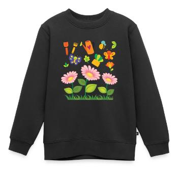 Le jardin - Sweat Premium enfant bio - noir - Devant - AI Model Kid Female (0cm)