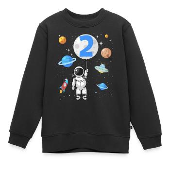 Astronaute fusée 2ème anniversaire de l’espace 2 ans - Sweat Premium enfant bio - noir - Devant - AI Model Kid Female (0cm)
