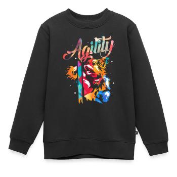 Agilité du chien - Sweat Premium enfant bio - noir - Devant - AI Model Kid Female (0cm)