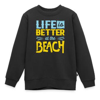 plage - Sweat Premium enfant bio - noir - Devant - AI Model Kid Female (0cm)