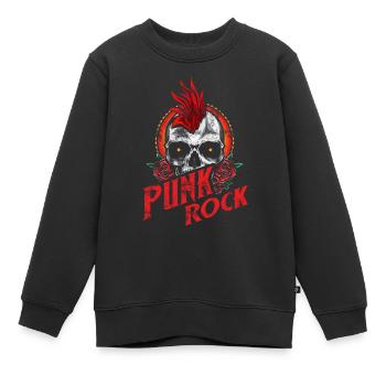 Punk crâne punk rock punks punk rocker - Sweat Premium enfant bio - noir - Devant - AI Model Kid Female (0cm)