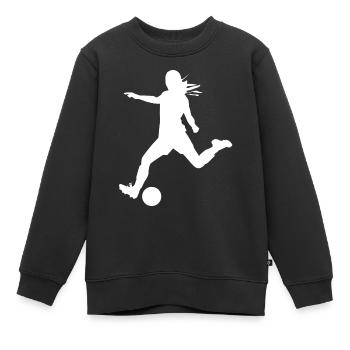Frauenfußball - Kinder Premium Organic Sweatshirt - Schwarz - Vorne - AI Model Kid Female (0cm)