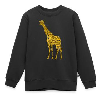 Girafe tatouage tribal maori - Sweat Premium enfant bio - noir - Devant - AI Model Kid Female (0cm)