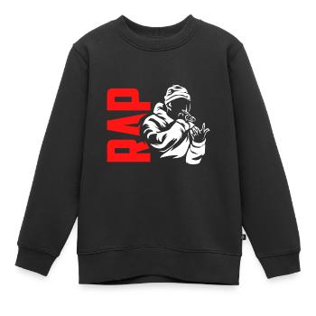 rap - Sweat Premium enfant bio - noir - Devant - AI Model Kid Female (0cm)
