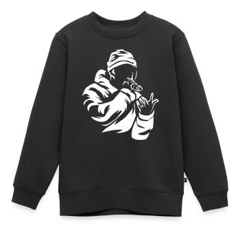 rap - Sweat Premium enfant bio - noir - Devant - AI Model Kid Female (0cm)