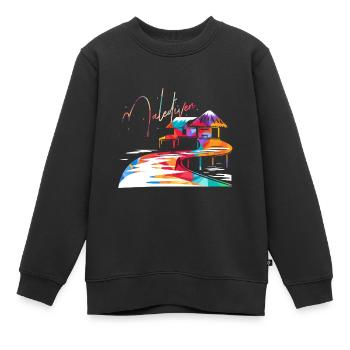 Maldives - Sweat Premium enfant bio - noir - Devant - AI Model Kid Female (0cm)