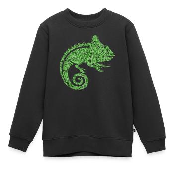 Tatouages tribaux maoris caméléons - Sweat Premium enfant bio - noir - Devant - AI Model Kid Female (0cm)