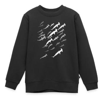 Hammerhaie Schwarm Taucher Design - Kinder Premium Organic Sweatshirt - Schwarz - Vorne - AI Model Kid Female (0cm)