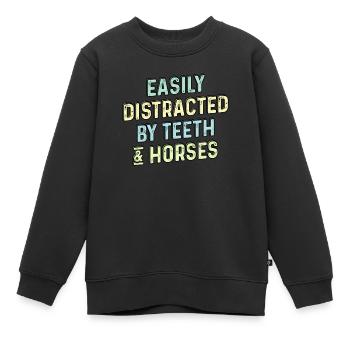 Leicht von Zähnen und Pferden abgelenkt - Zahnarzt - Kinder Premium Organic Sweatshirt - Schwarz - Vorne - AI Model Kid Female (0cm)