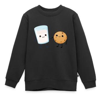 Biscuit et lait - Sweat Premium enfant bio - noir - Devant - AI Model Kid Female (0cm)