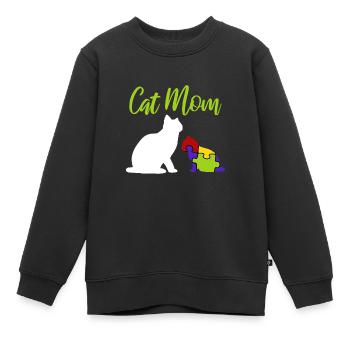 Autisme Chat Down Syndrome Mère Autiste - Sweat Premium enfant bio - noir - Devant - AI Model Kid Female (0cm)