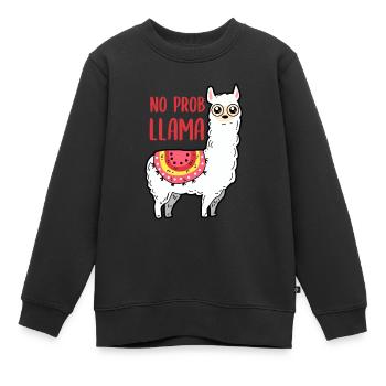 Lama - No Prob Llama - Kinder Premium Organic Sweatshirt - Schwarz - Vorne - AI Model Kid Female (0cm)