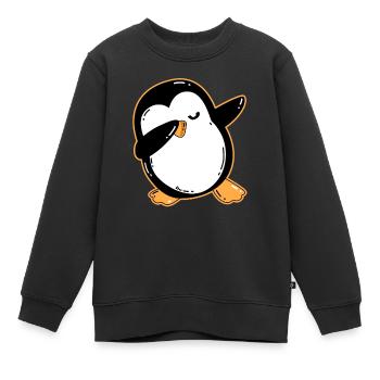 Pingouin tamponnant - Sweat Premium enfant bio - noir - Devant - AI Model Kid Female (0cm)