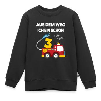 Feuerwehr Auto 3 Jahre alt Kindergeburtstag Junge - Kinder Premium Organic Sweatshirt - Schwarz - Vorne - AI Model Kid Female (0cm)