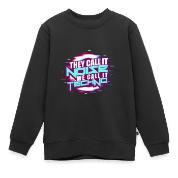 Techno - Sweat Premium enfant bio - noir - Devant - AI Model Kid Female (0cm)