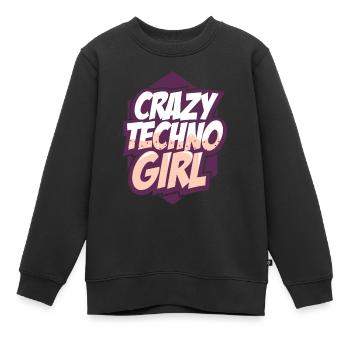 Techno - Sweat Premium enfant bio - noir - Devant - AI Model Kid Female (0cm)