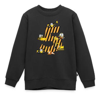 5e anniversaire pelle 5 ans construction machines chargeuse sur pneus - Sweat Premium enfant bio - noir - Devant - AI Model Kid Female (0cm)