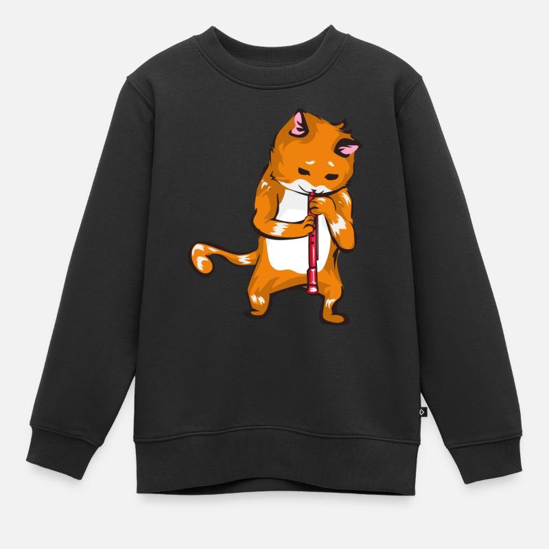 Oboe Katze - Kinder Premium Organic Sweatshirt - Schwarz
