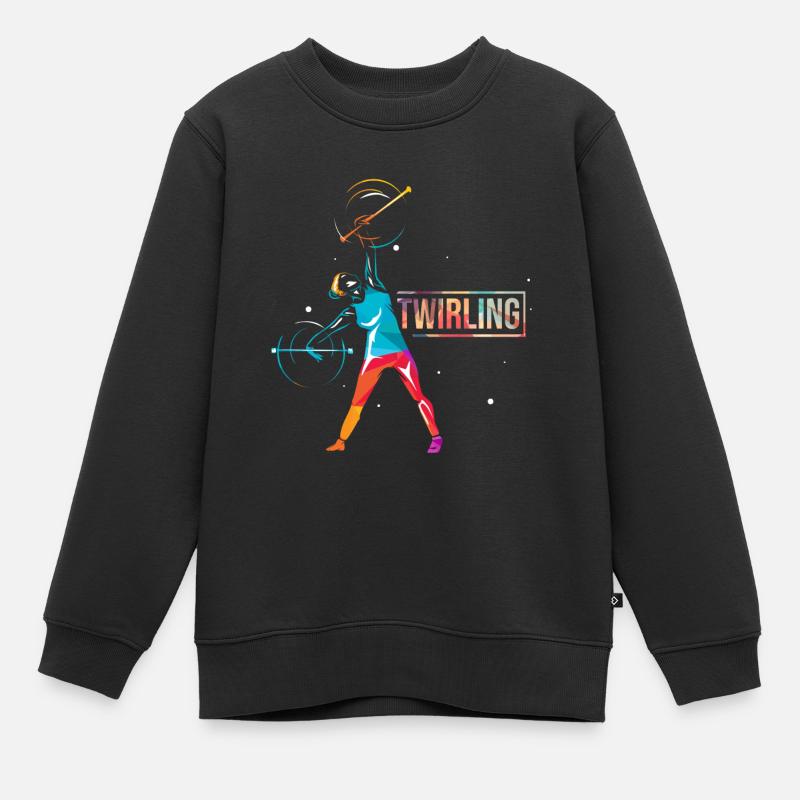 Cadeau Baton Twirling - Sweat Premium enfant bio - noir