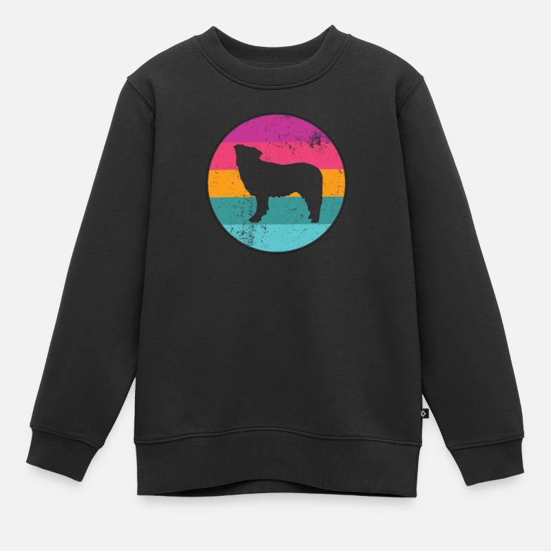 Border Collie rétro - Sweat Premium enfant bio - noir