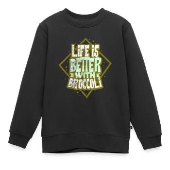 Brokkoli - Kinder Premium Organic Sweatshirt - Schwarz - Vorne - AI Model Kid Female (0cm)