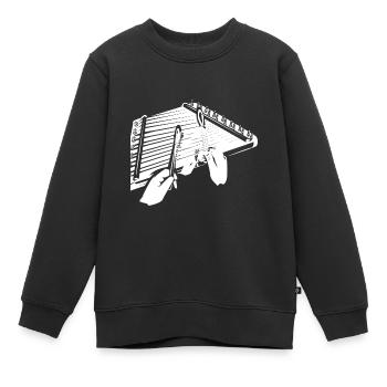 Planche à découper - Sweat Premium enfant bio - noir - Devant - AI Model Kid Female (0cm)