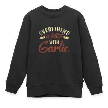 Knoblauch - Kinder Premium Organic Sweatshirt - Schwarz - Vorne - AI Model Kid Female (0cm)
