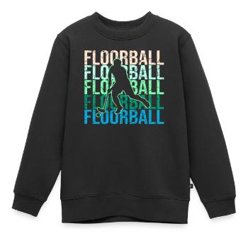 Floorball - Kinder Premium Organic Sweatshirt - Schwarz - Vorne - AI Model Kid Female (0cm)