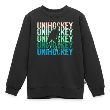 Unihockey - Kinder Premium Organic Sweatshirt - Schwarz - Vorne - AI Model Kid Female (0cm)