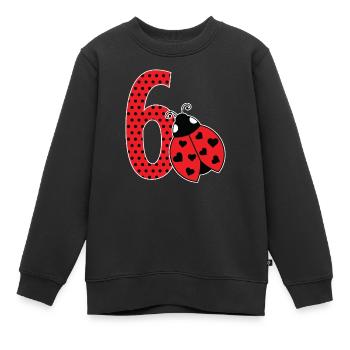 6.Anniversaire Coccinelle jardin de la maternelle doux - Sweat Premium enfant bio - noir - Devant - AI Model Kid Female (0cm)