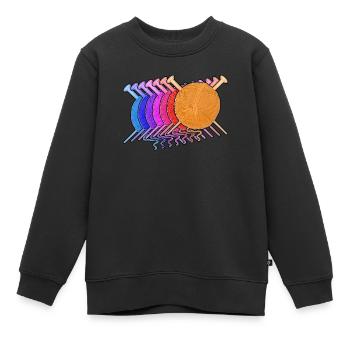 Retro Garn Ball - Stricken & Häkeln - Kinder Premium Organic Sweatshirt - Schwarz - Vorne - AI Model Kid Female (0cm)