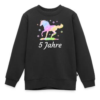 Geburtstag 5 Jahre Pferd Reiterin Mädchen Geschenk - Kinder Premium Organic Sweatshirt - Schwarz - Vorne - AI Model Kid Female (0cm)