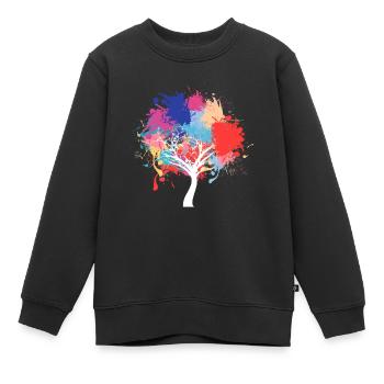 Éclaboussures de peinture d'arbre de protection de l'environnement - Sweat Premium enfant bio - noir - Devant - AI Model Kid Female (0cm)