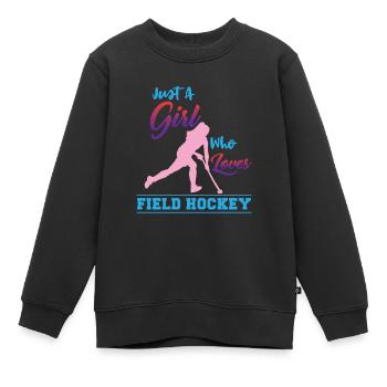 Feldhockey - Kinder Premium Organic Sweatshirt - Schwarz - Vorne - AI Model Kid Female (0cm)